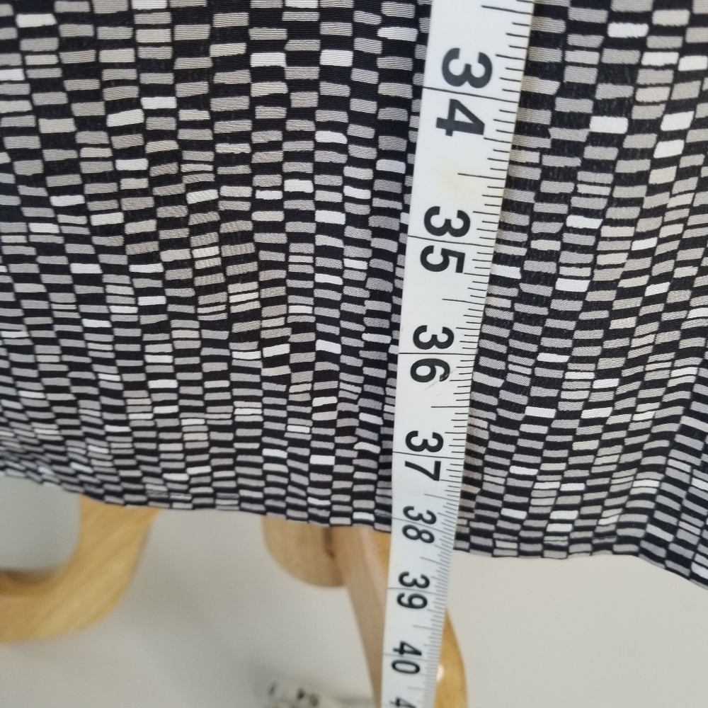 VINCE Drawstring 100% Silk Grid-Print Gray Dress Roll Tab Sleeves Size S - Picture 3 of 16